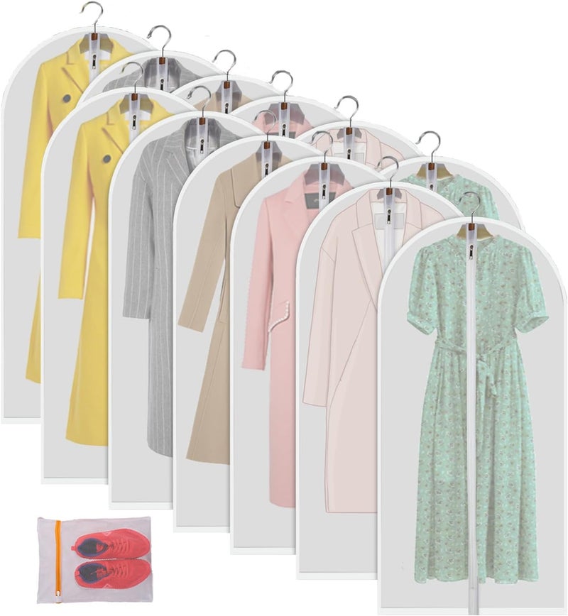 MS KITCHEN Clear Garment Bags Hanging Clothes Bags (Set of 12) for Closet Storage Plastic Bag with Zipper for Suit, Sweaters Travel Laundry Wardrobe Closet Garment Dust Cover Bags - 24'' x 48''/12 Pack - Image 1